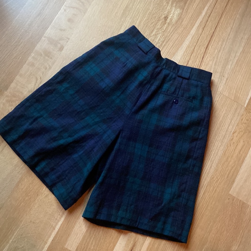 Vintage 100% Merino Wool Tartan Plaid Trouser Shorts Bulgarian Preppy Old Money - Picture 6 of 16